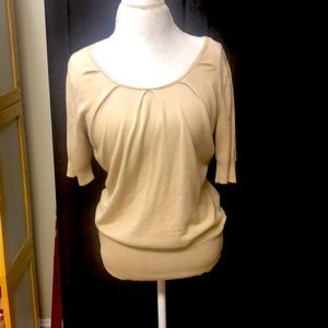 New York & Co khaki pleated sweater blouse size L